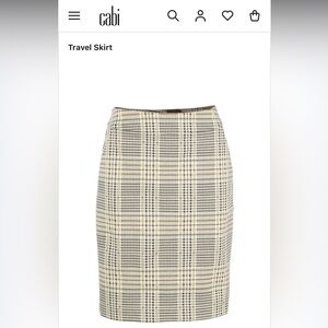 CAbi Brown, Cream, Black, gold Plaid Midi Skirt